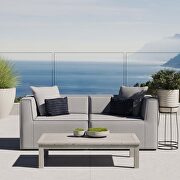 Saybrook (Gray) Outdoor patio upholstered 2-piece sectional sofa loveseat in gray