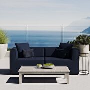 Saybrook (Navy) Outdoor patio upholstered 2-piece sectional sofa loveseat in navy