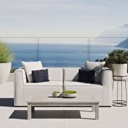 Saybrook (White) Outdoor patio upholstered 2-piece sectional sofa loveseat in white