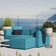 Outdoor patio upholstered loveseat and ottoman set in turquoise main photo