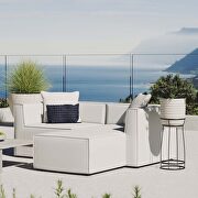 Outdoor patio upholstered loveseat and ottoman set in white main photo