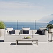 Outdoor patio upholstered 3-piece sectional sofa in white main photo
