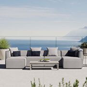 Outdoor patio upholstered 6-piece sectional sofa in gray main photo