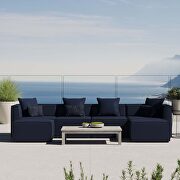 Outdoor patio upholstered 6-piece sectional sofa in navy main photo