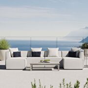 Outdoor patio upholstered 6-piece sectional sofa in white main photo