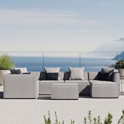 Gray finish outdoor patio upholstered 7-piece sectional sofa main photo