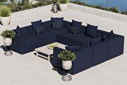 Navy finish outdoor patio upholstered 8-piece sectional sofa main photo