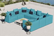 Turquoise finish outdoor patio upholstered 8-piece sectional sofa main photo