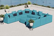Turquoise finish outdoor patio upholstered 10-piece sectional sofa main photo