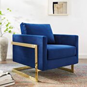 Performance velvet accent chair in gold navy main photo
