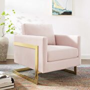Performance velvet accent chair in gold pink