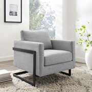 Posse (Light Gray) Upholstered fabric accent chair in black/ light gray