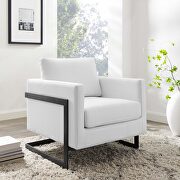 Upholstered fabric accent chair in black/ white