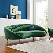 Camber (Emerald) Channel tufted performance velvet sofa in emerald
