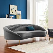 Camber (Gray) Channel tufted performance velvet sofa in gray