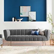 Favour (Gray) Channel tufted performance velvet sofa in gray