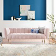 Favour (Pink) Channel tufted performance velvet sofa in pink