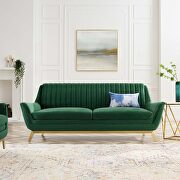 Channel tufted performance velvet sofa in emerald main photo