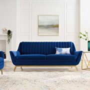 Winsome (Navy) Channel tufted performance velvet sofa in navy
