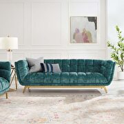 Crushed performance velvet sofa in teal main photo
