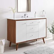 Single sink bathroom vanity in walnut white main photo