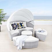 Scottsdale (White) Canopy outdoor patio daybed in light gray/ white finish