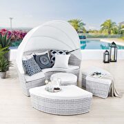 Scottsdale II (White) Canopy sunbrella outdoor patio daybed in light gray/ white finish