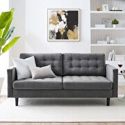 Tufted performance velvet sofa in gray