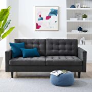 Exalt (Charcoal) Tufted fabric sofa in charcoal