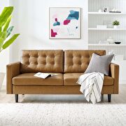 Tufted vegan leather sofa in tan main photo