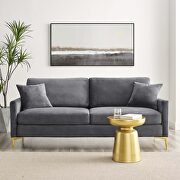 Gray finish performance velvet glam deco style sofa main photo
