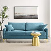 Juliana (Sea Blue) Sea blue finish performance velvet glam deco style sofa
