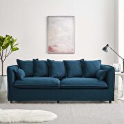 Slipcover fabric sofa in azure