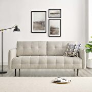 Cameron (Beige) Tufted fabric sofa in beige