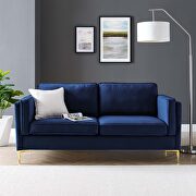 Performance velvet sofa in midnight blue main photo