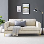 Beige soft polyester fabric sofa main photo