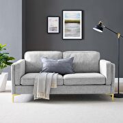 Kaiya (Light Gray) Light gray soft polyester fabric sofa