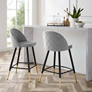 Performance velvet counter stools - set of 2 in light gray main photo