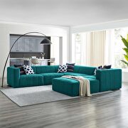 Teal finish upholstered fabric 6-piece sectional sofa main photo