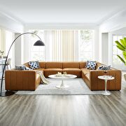 Tan finish vegan leather 8-piece sectional sofa main photo