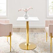 Verne 24 (White) SQ Square dining table in gold white