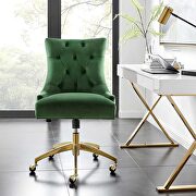 Tufted performance velvet office chair in emerald main photo
