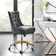 Tufted performance velvet office chair in gray main photo