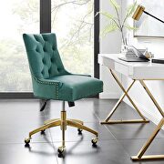 Tufted performance velvet office chair in teal main photo
