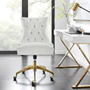 Tufted performance velvet office chair in white main photo