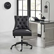 Tufted vegan leather office chair in black main photo