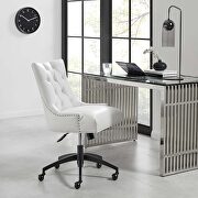 Tufted vegan leather office chair in black/ white main photo