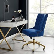 Channel tufted performance velvet office chair in gold navy main photo