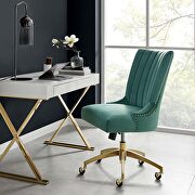 Channel tufted performance velvet office chair in gold teal main photo