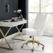 Channel tufted performance velvet office chair in gold white